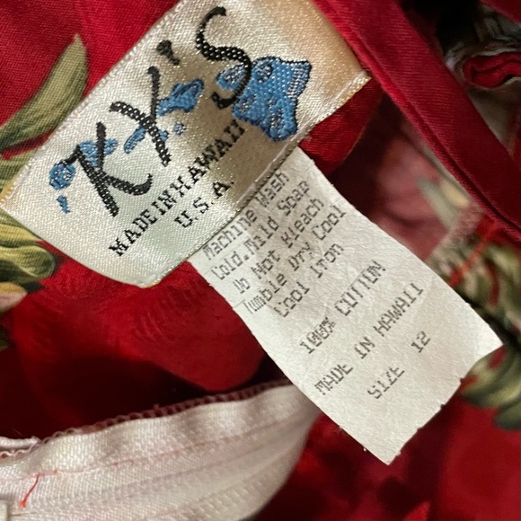 VTG Ky’s Hawaii Red Floral Tank Dress Beach Vacation Luau Girls Sz 12 Made USA - Picture 3 of 3